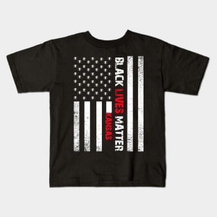 Kansas black lives matter Flag American Vintage Kids T-Shirt